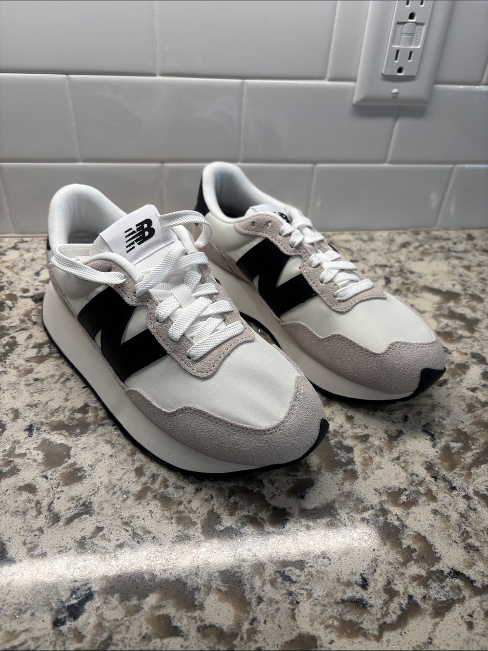 New Balance Women’s 237 White, Gray & Black Retro-Style Sneakers